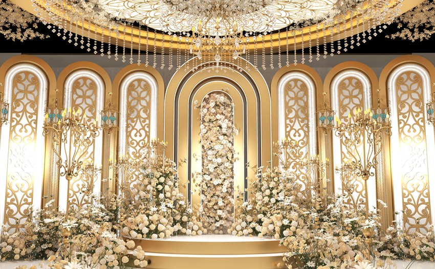 阿瓦提香槟色调婚礼堂效果展示